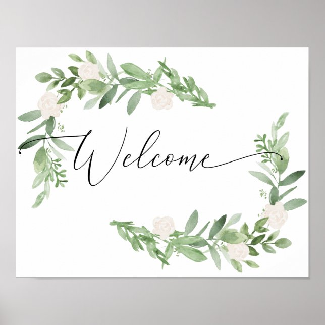 Poster Panneau de bienvenue floral rose - mariage (Devant)