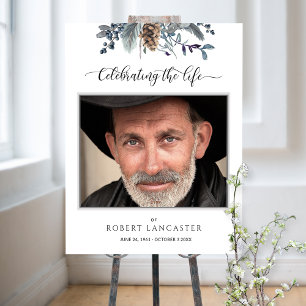 Poster Panneau de bienvenue funéraire avec feuillage rust