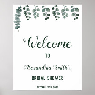 Poster Panneau de Bienvenue Greenery Eucalyptus pour une 
