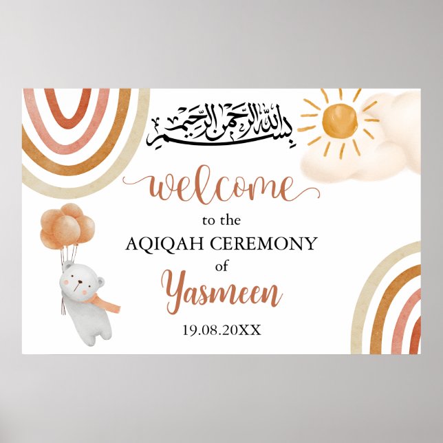Poster Panneau de bienvenue Instantané Aqiqah Aqeeqah (Devant)