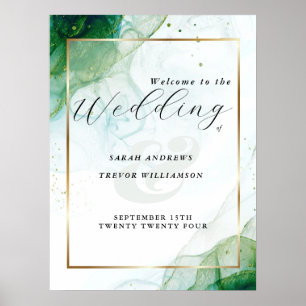 Poster Panneau de bienvenue Kelly Green Alcohol Ink
