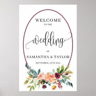 Poster Panneau de bienvenue mariage à fleurs marigold