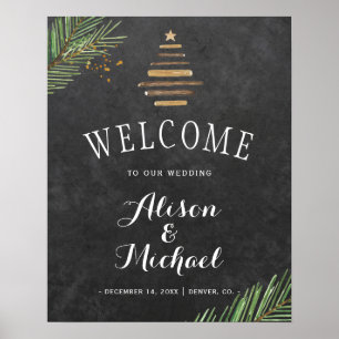Poster Panneau de bienvenue mariage de pin d'hiver modern