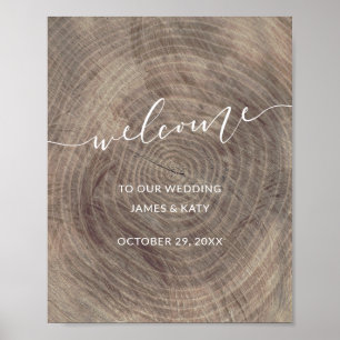 Poster Panneau de bienvenue mariage en bois rustique   po