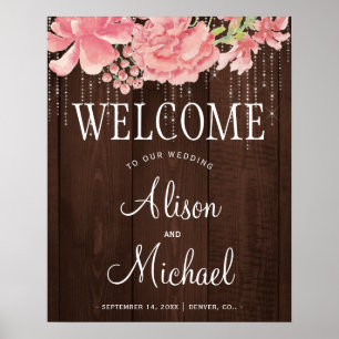 Poster Panneau de bienvenue mariage floral