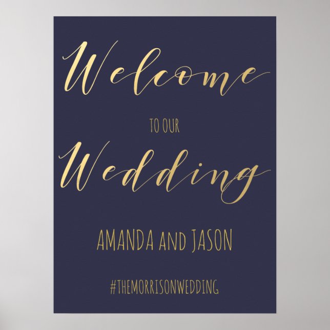 Poster Panneau de bienvenue Mariage or | Typographie (Devant)