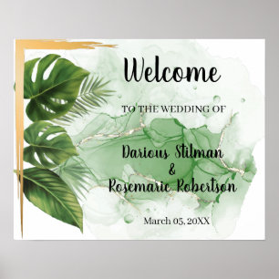 Poster Panneau de bienvenue mariage palmier tropical