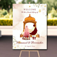 Panneau de bienvenue mariage sikh Punjabi mariage