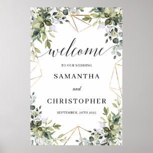 Poster Panneau de bienvenue mariage verdoyant