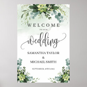Poster Panneau de bienvenue mariage verdoyant