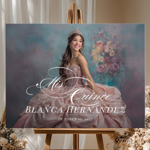 Poster Panneau de bienvenue Mis Quince Quinceanera avec p
