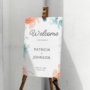 Poster Panneau de bienvenue Orange dustyle bleu mariage f