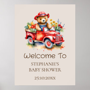 Poster Panneau de bienvenue Ourson mignon Fête de naissan