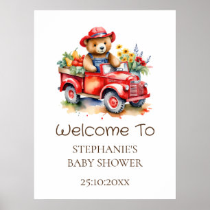 Poster Panneau de bienvenue Ourson mignon Fête de naissan