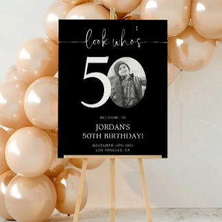 Poster Panneau de bienvenue pour 50e anniversaire noir |
