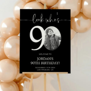 Poster Panneau de bienvenue pour 90e anniversaire noir