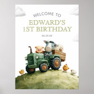 Poster Panneau de bienvenue pour anniversaire avec tracte