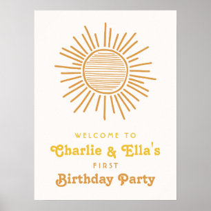Poster Panneau de bienvenue pour anniversaire soleil