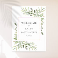 Panneau de bienvenue pour baby shower à la végétat