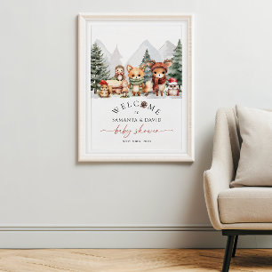 Poster Panneau de bienvenue pour Baby Shower Animaux de l