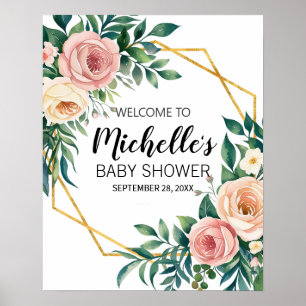 Poster Panneau de bienvenue pour baby shower avec fille e