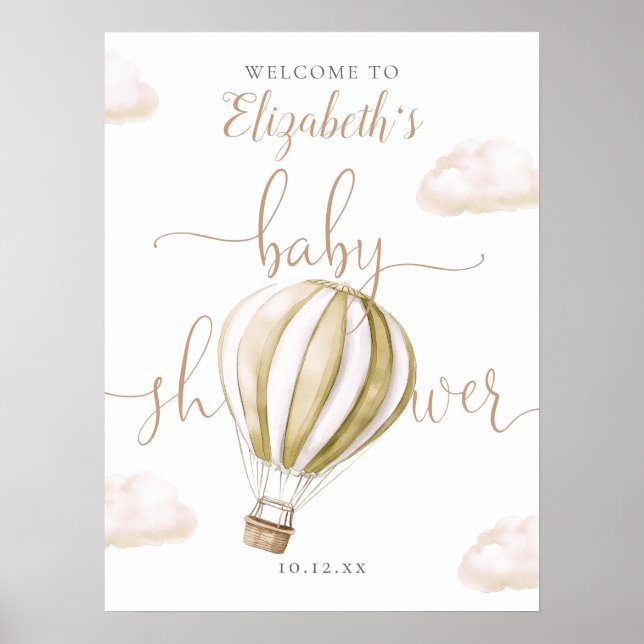 Poster Panneau de bienvenue pour Baby Shower avec Montgol (Devant)