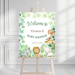 Poster Panneau de bienvenue pour Baby Shower botanique Sa
