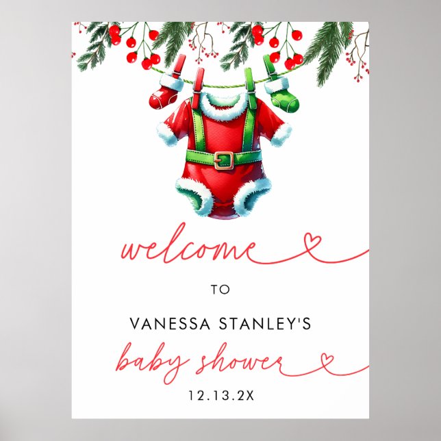 Poster Panneau de bienvenue pour Baby Shower du Père Noël (Devant)
