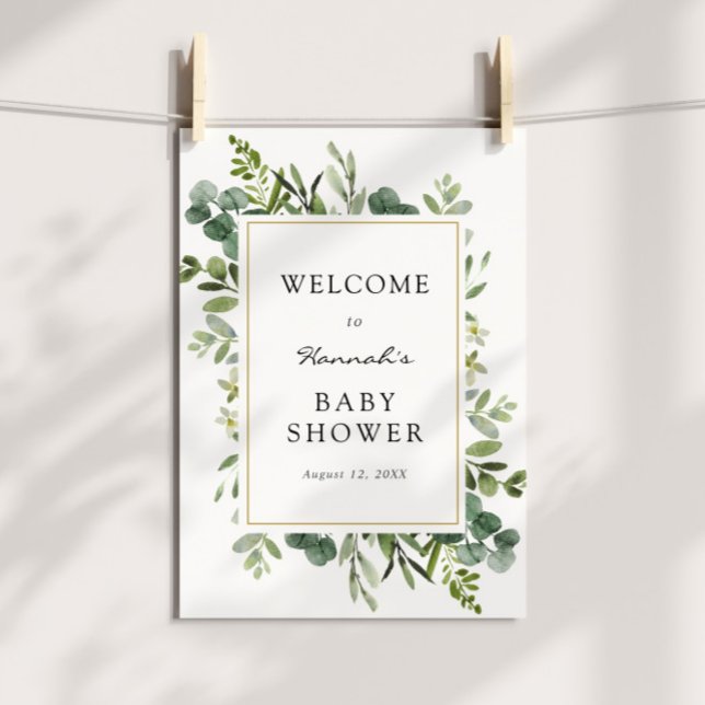 Poster Panneau de bienvenue pour Baby Shower Eucalyptus (Créateur téléchargé)
