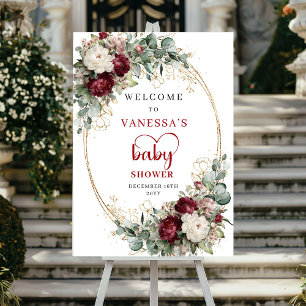 Poster Panneau de bienvenue pour Baby Shower floral Boho