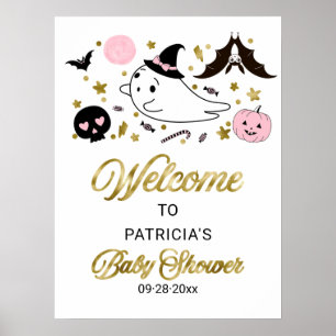 Poster Panneau de bienvenue pour Baby Shower Halloween Li