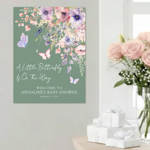 Poster Panneau de Bienvenue pour Baby Shower Papillon Fle