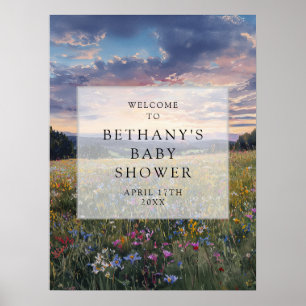 Poster Panneau de bienvenue pour baby shower Prairie flor