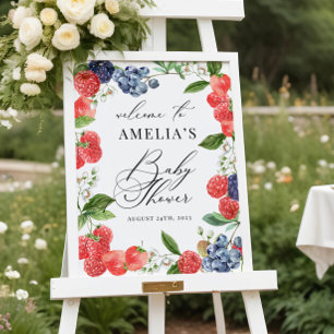 Poster Panneau de bienvenue pour Baby Shower Strawberry B