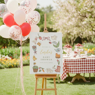 Poster Panneau de bienvenue pour Baby Shower sur les anim
