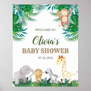 Poster Panneau de bienvenue pour Baby Shower sur les Anim