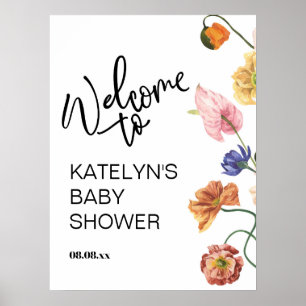 Poster Panneau de bienvenue pour baby shower Wildflower