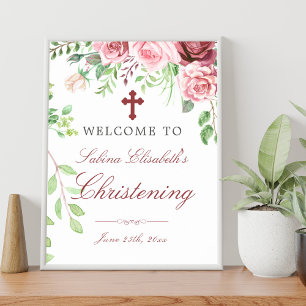 Poster Panneau de bienvenue pour baptême de jardin aux ro