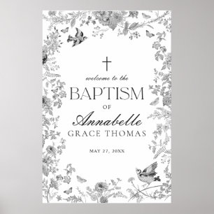 Poster Panneau de bienvenue pour baptême floral Toile De