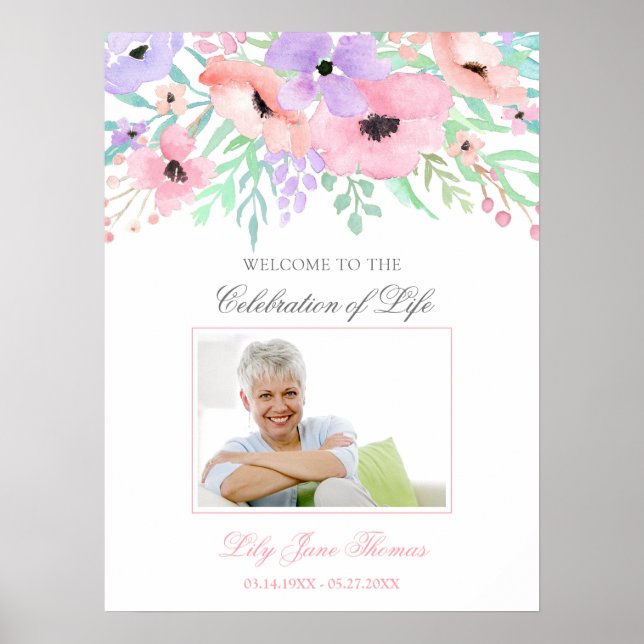 Poster Panneau de bienvenue pour des funérailles avec des (Devant)