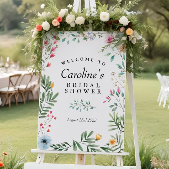 Poster Panneau de bienvenue pour douche de fleurs sauvage (Créateur téléchargé)