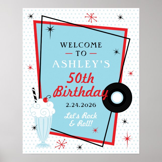Poster Panneau de bienvenue pour fête d'anniversaire Sock (Devant)