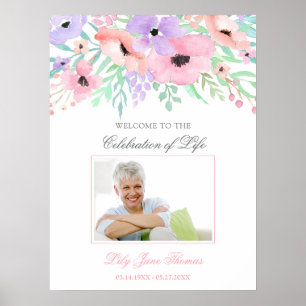 Poster Panneau de bienvenue pour funérailles avec fleurs