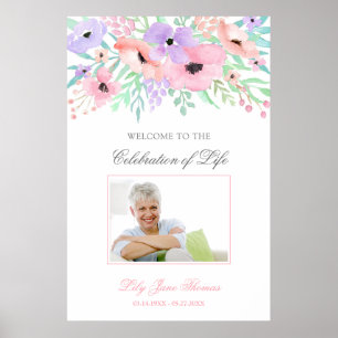 Poster Panneau de bienvenue pour funérailles avec fleurs