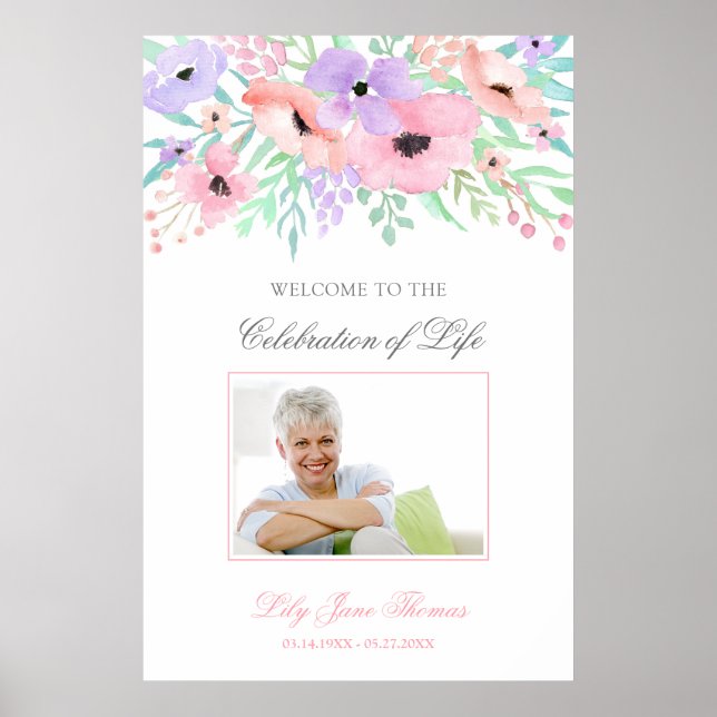 Poster Panneau de bienvenue pour funérailles de fleurs à  (Devant)