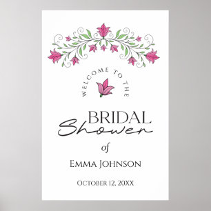 Poster Panneau de bienvenue pour la douche de mariage aux