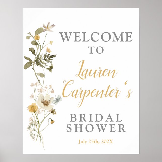 Poster Panneau de bienvenue pour la douche de mariée aux  (Devant)