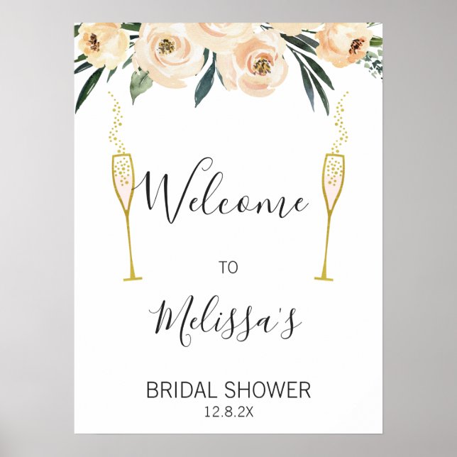 Poster Panneau de bienvenue pour la douche de mariée avec (Devant)