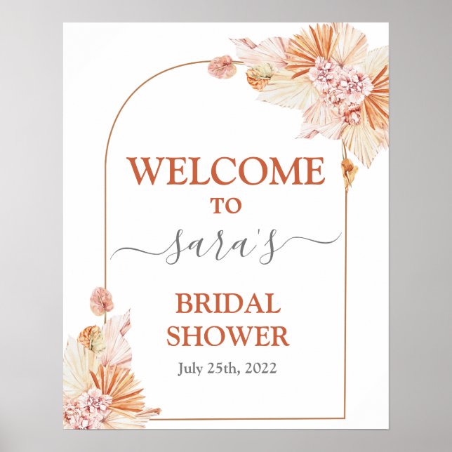 Poster Panneau de bienvenue pour la douche de mariée en t (Devant)