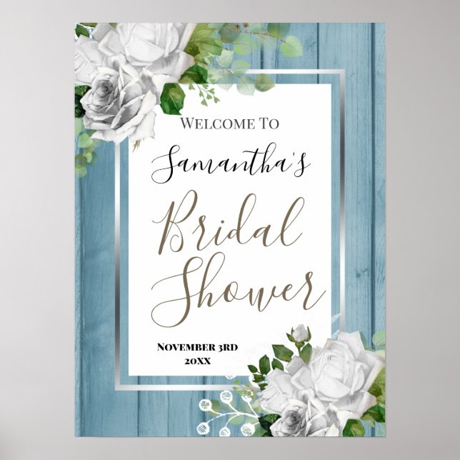 Poster Panneau de bienvenue pour la douche de mariée flor (Devant)